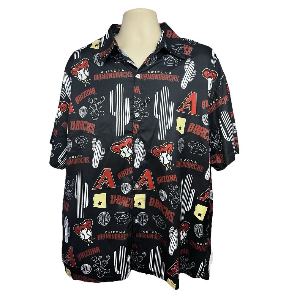 Arizona Diamondbacks MLB Baseball Mens Black Graphic Hawaiian Button Up Shirt XL